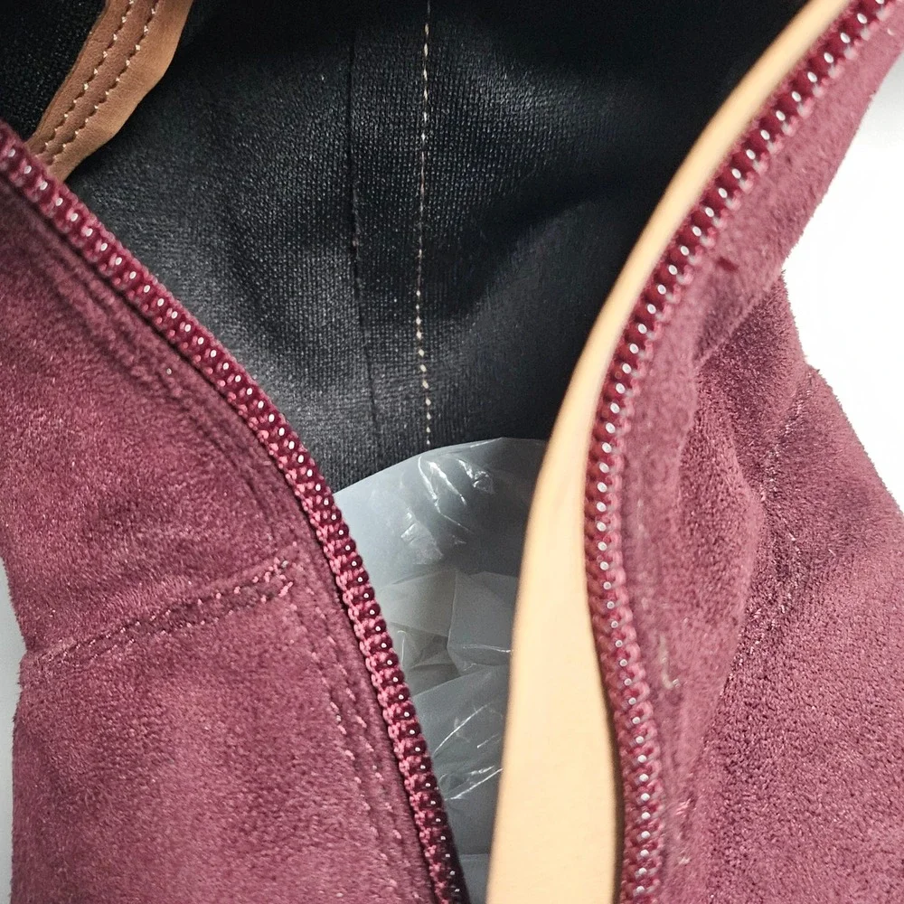 Franco Sarto Bailey Over The Knee Boots Dark Burgundy Suede Block Heel Womens 5M
